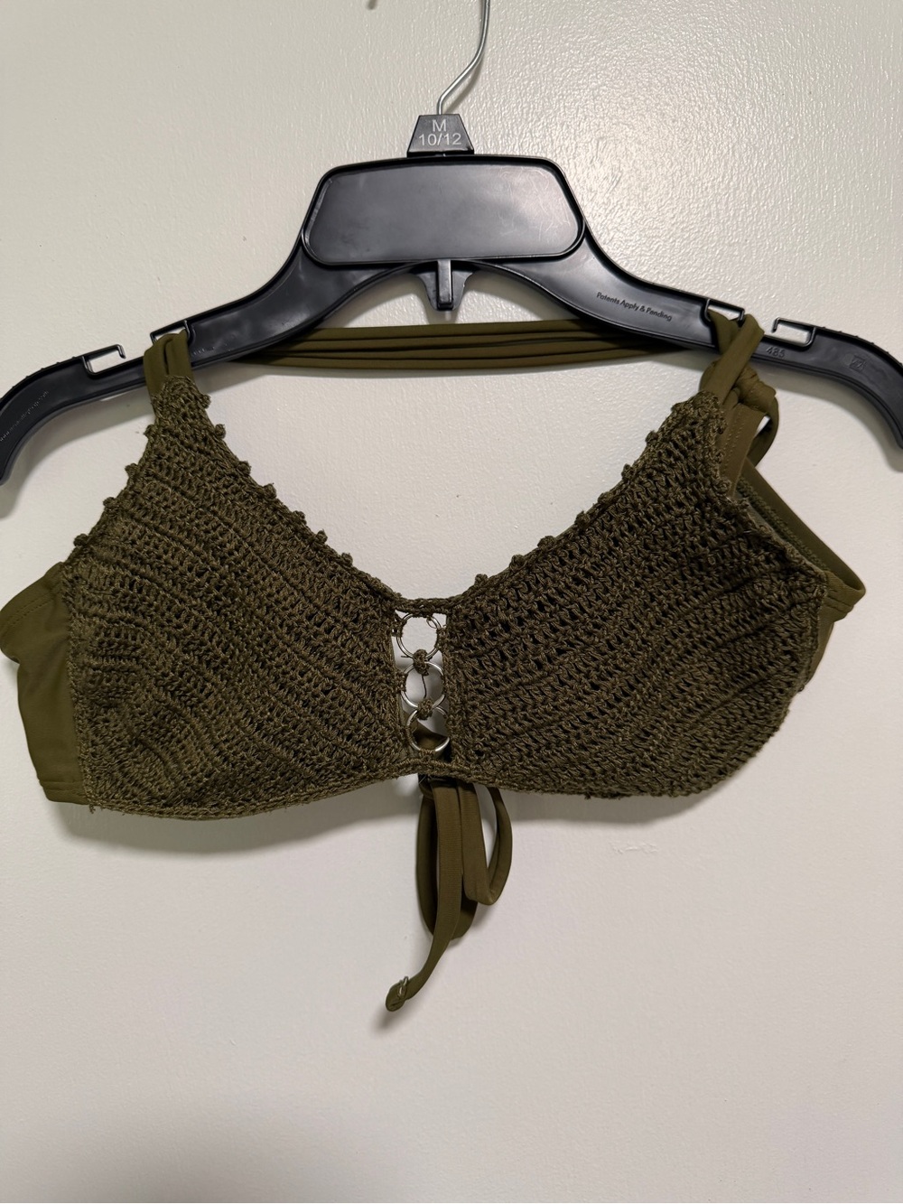 Xhilaration Olive Crochet Bikini Top with Front Ring Detail